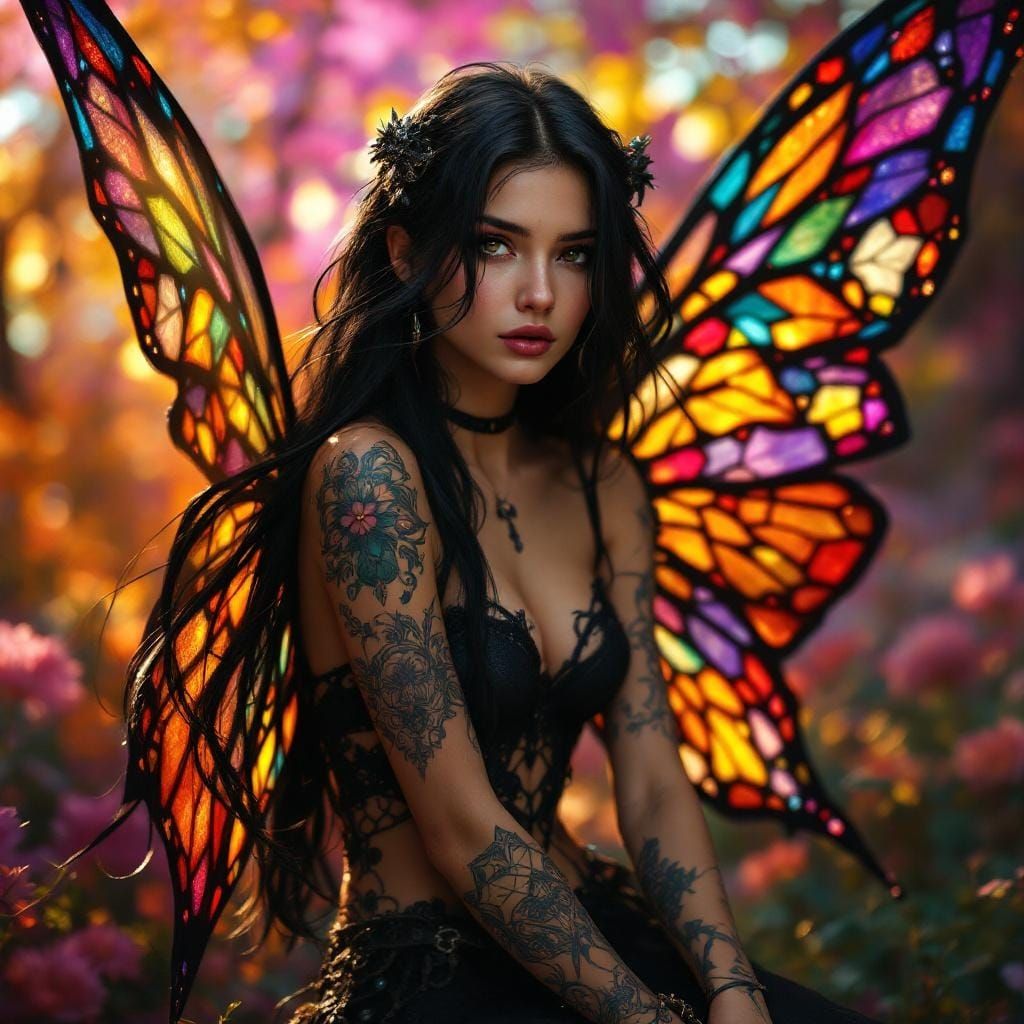 Detailed Fairy with Stained Glass Wings