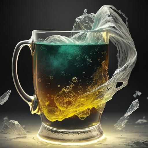Ominous Effervescent Drink Swirling into Crystal Tankard