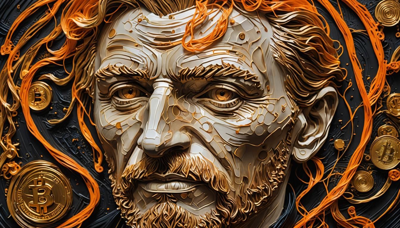 Van Gogh Bitcoin Yarn Sculpture in 3D Graffiti Art