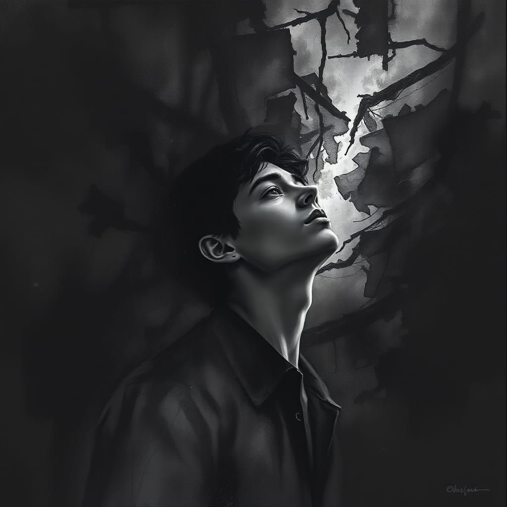 Ethereal Charcoal Dreamscape with Expressive Shading