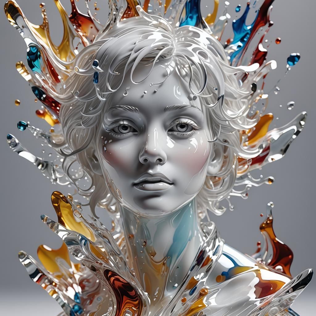 Detailed Glass Figurine in Splash Art Style