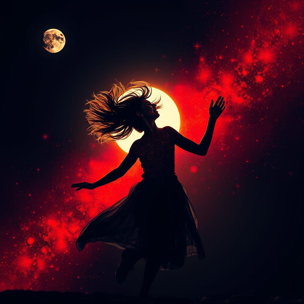 Luminous Cosmic Dancer in Moonlit Night