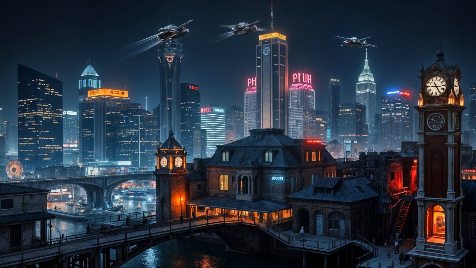 Cyberpunk Newport Over Venice: A Futuristic Cityscape