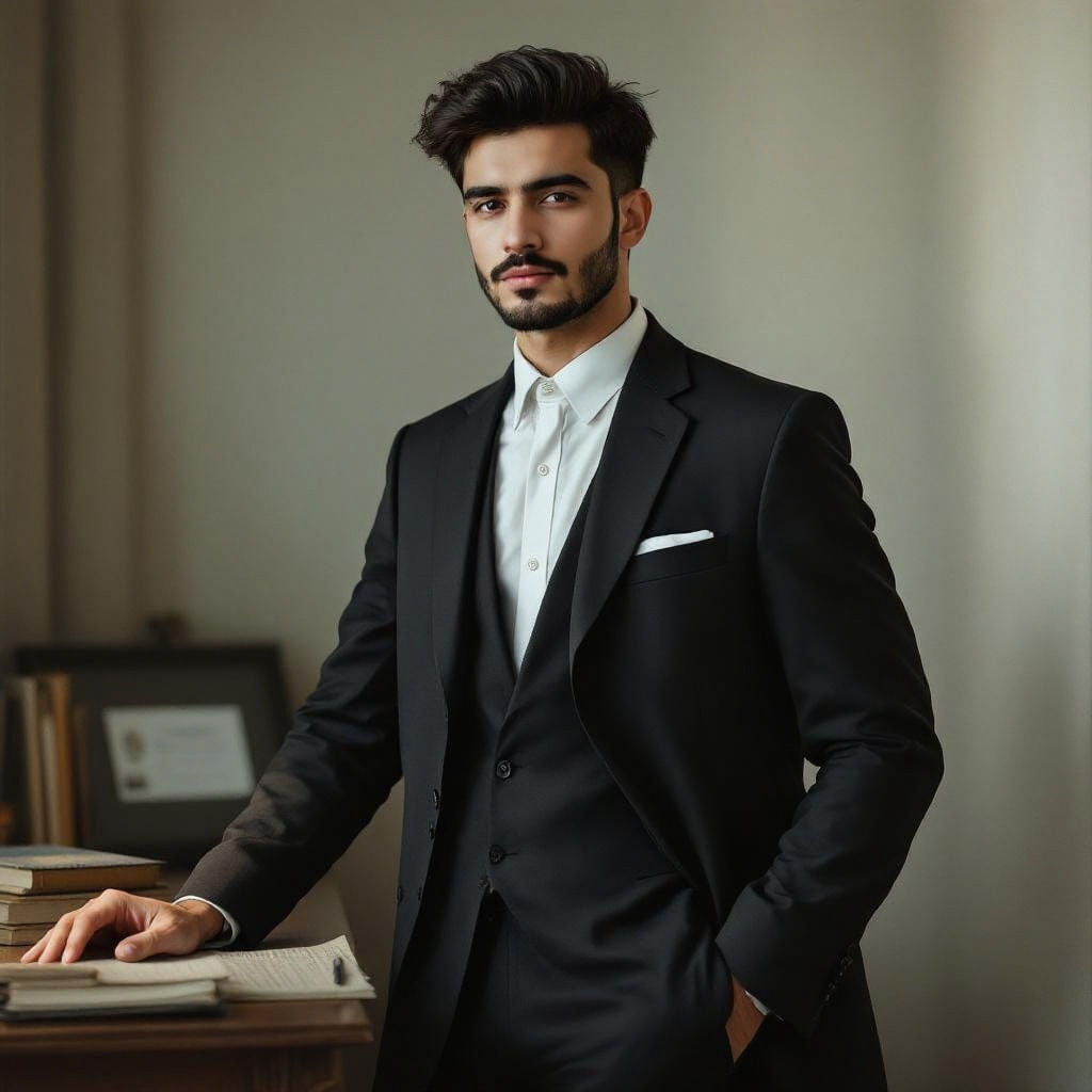 Thoughtful Iranian Man in Office Setting