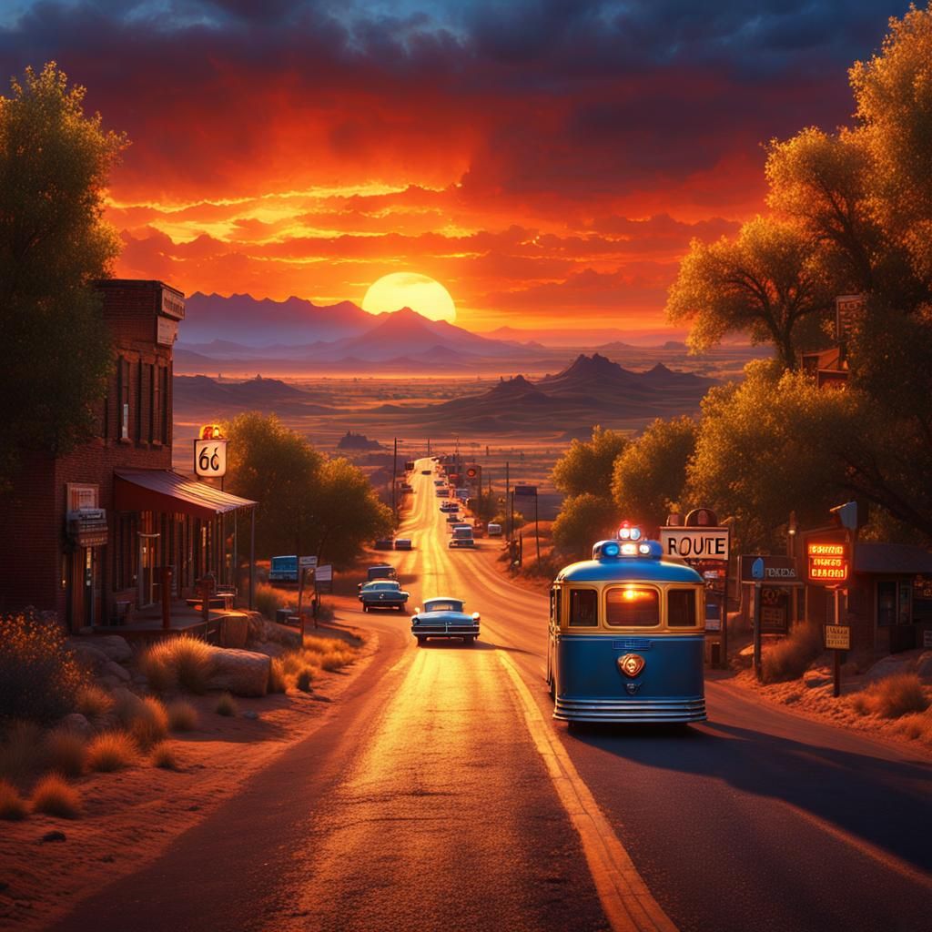 A beautiful sunset on Route 66
