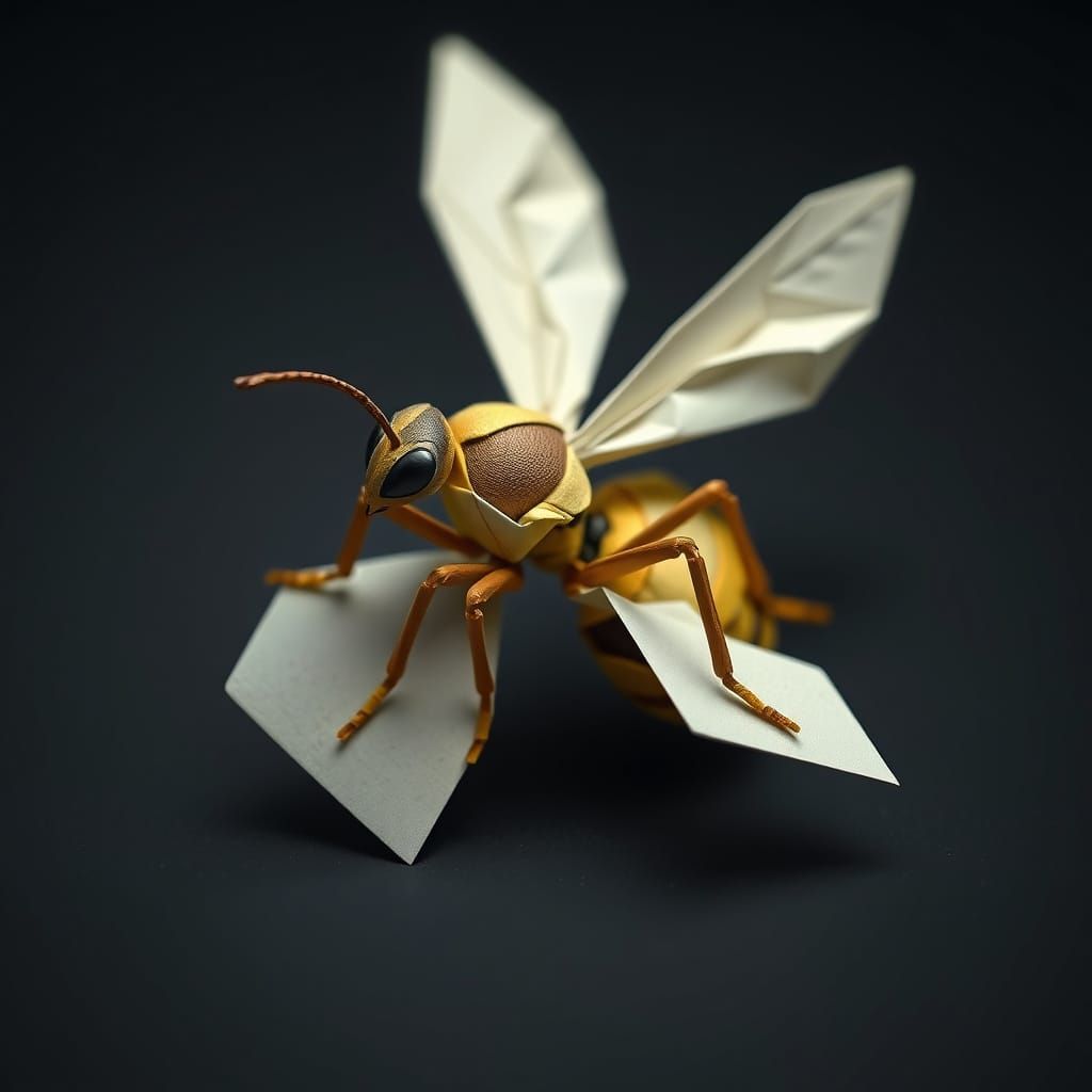 Origami Paper Wasp Papercraft Sculpture