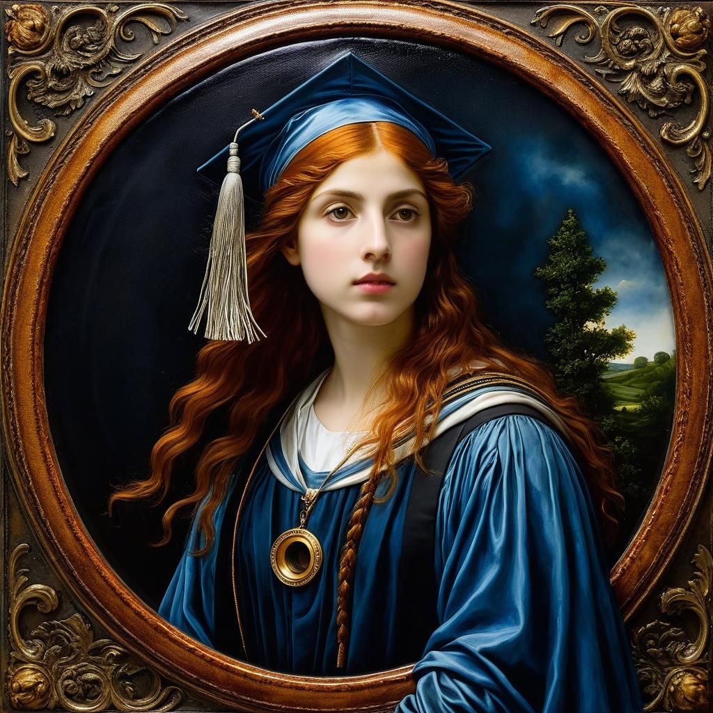 Surreal Graduate Portrait in Pre-Raphaelite Style