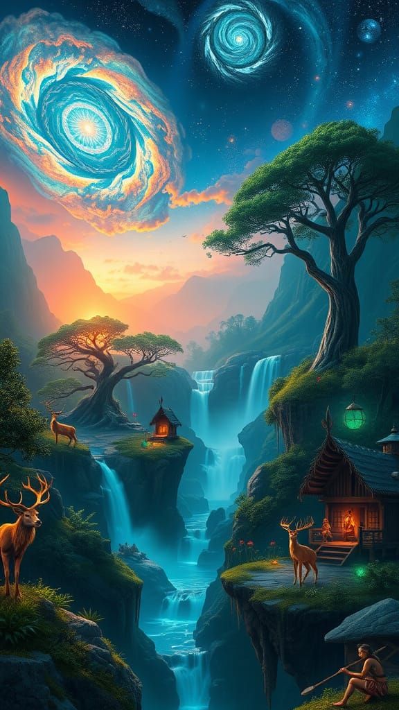 Surreal Hidden Valley Sanctuary in Ethereal Bioluminescent G...