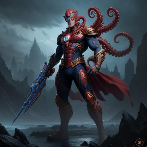 Octopus Superhero Concept Art in 8K Resolution
