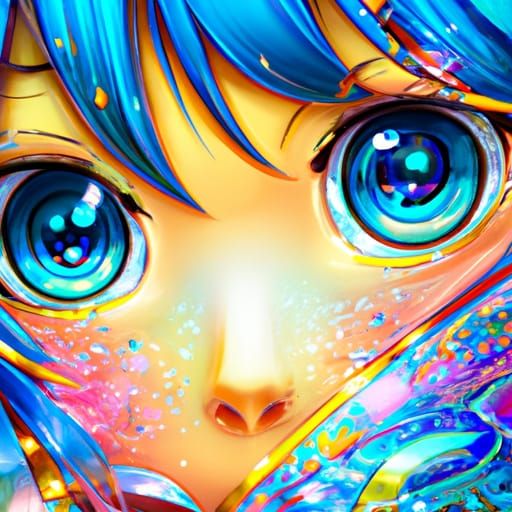 Surreal Anime Goddess in Dynamic Triadic Colors