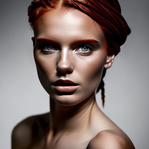 Redhead Portrait with Paint Droplets in Soft Light