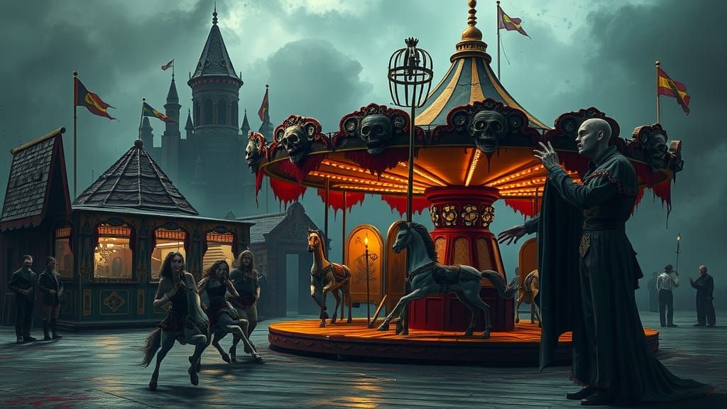 Abandoned Carnival of Horrors in Dark Gothic Style