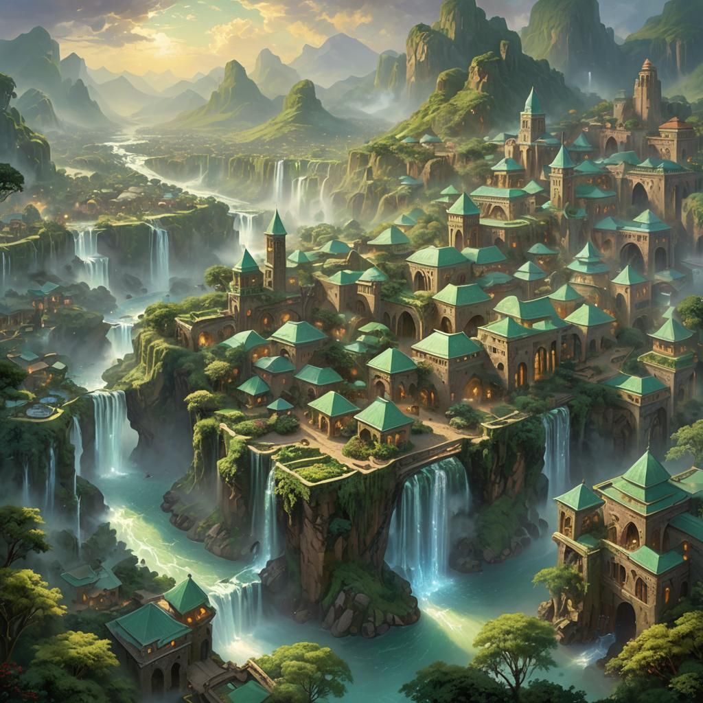 Ethereal African Cityscape in Oil Painting Style