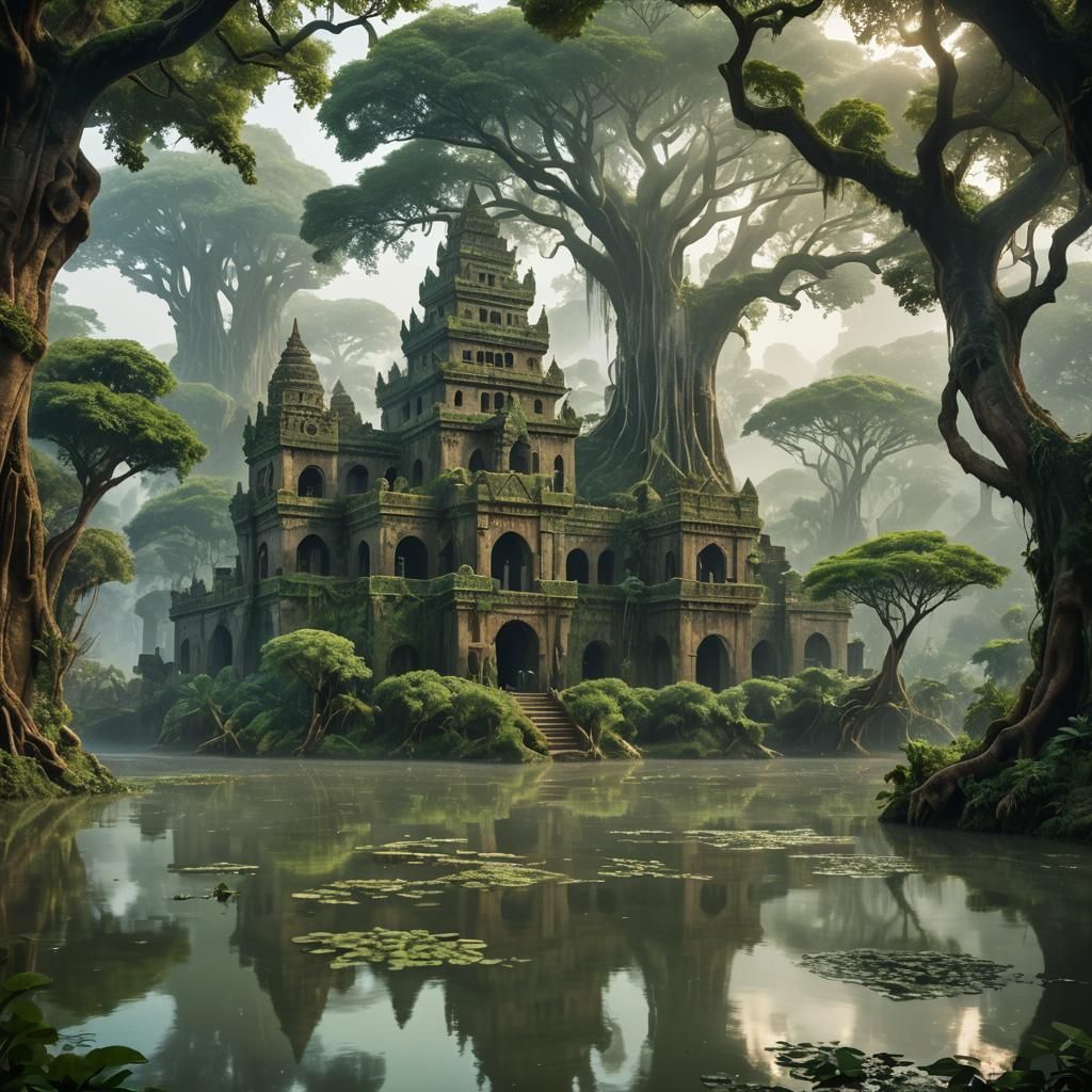 Ethereal African City on River Delta