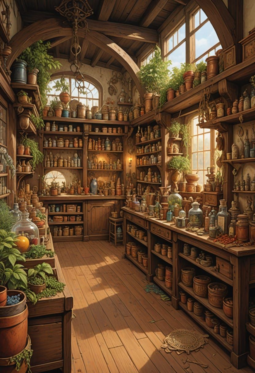 Fantasy Herbalist's Shop in Vivid Colors