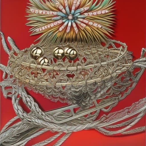 Metallic Jewelry in Surrealist Hyper-realism Style
