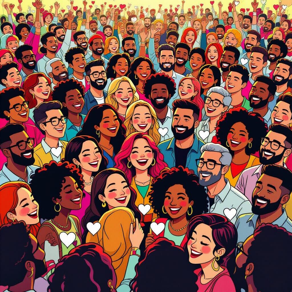 Viral Social Media Post Illustration in Stylized Art