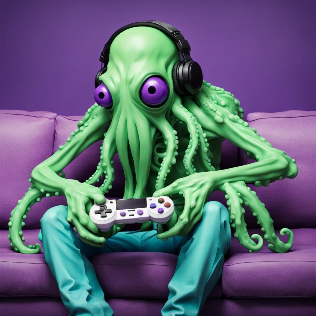 Stoned Squid-Man Clay Model Concept Art
