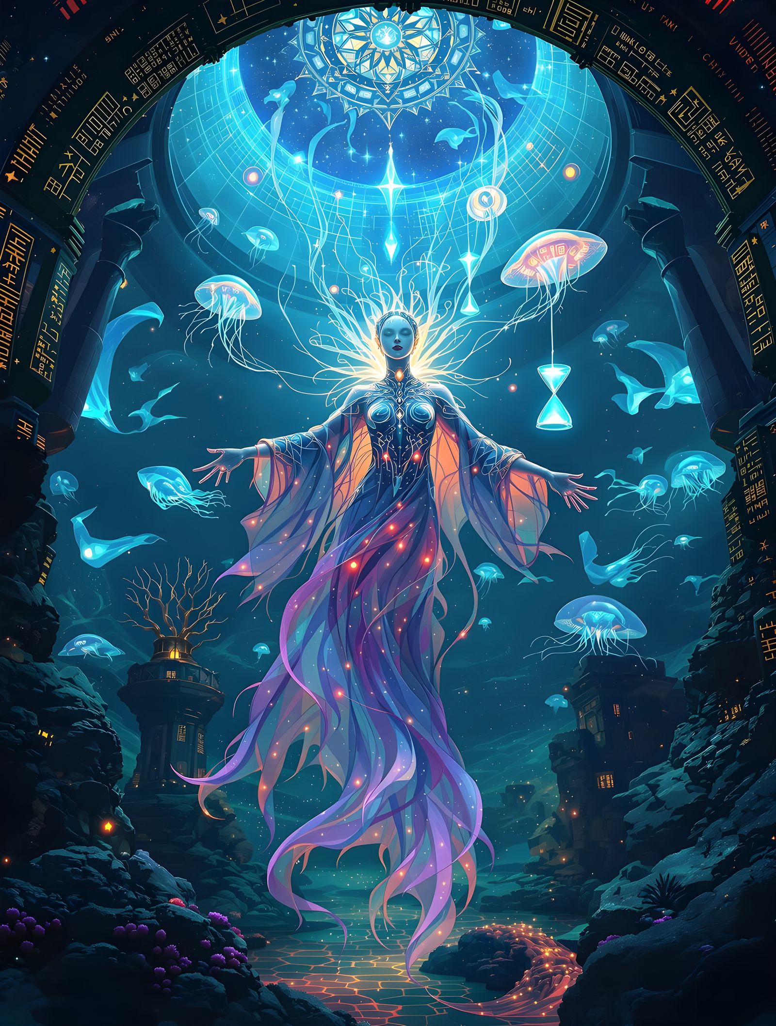 Deep Sea Oracle in Bioluminescent Bubble City