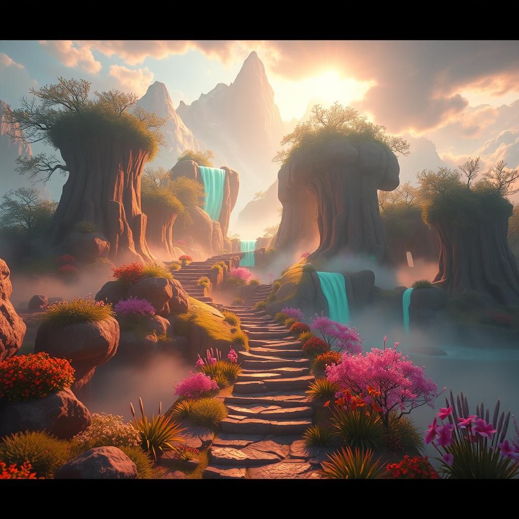 Ethereal Fantasy Landscape in Hyper-Realistic Style