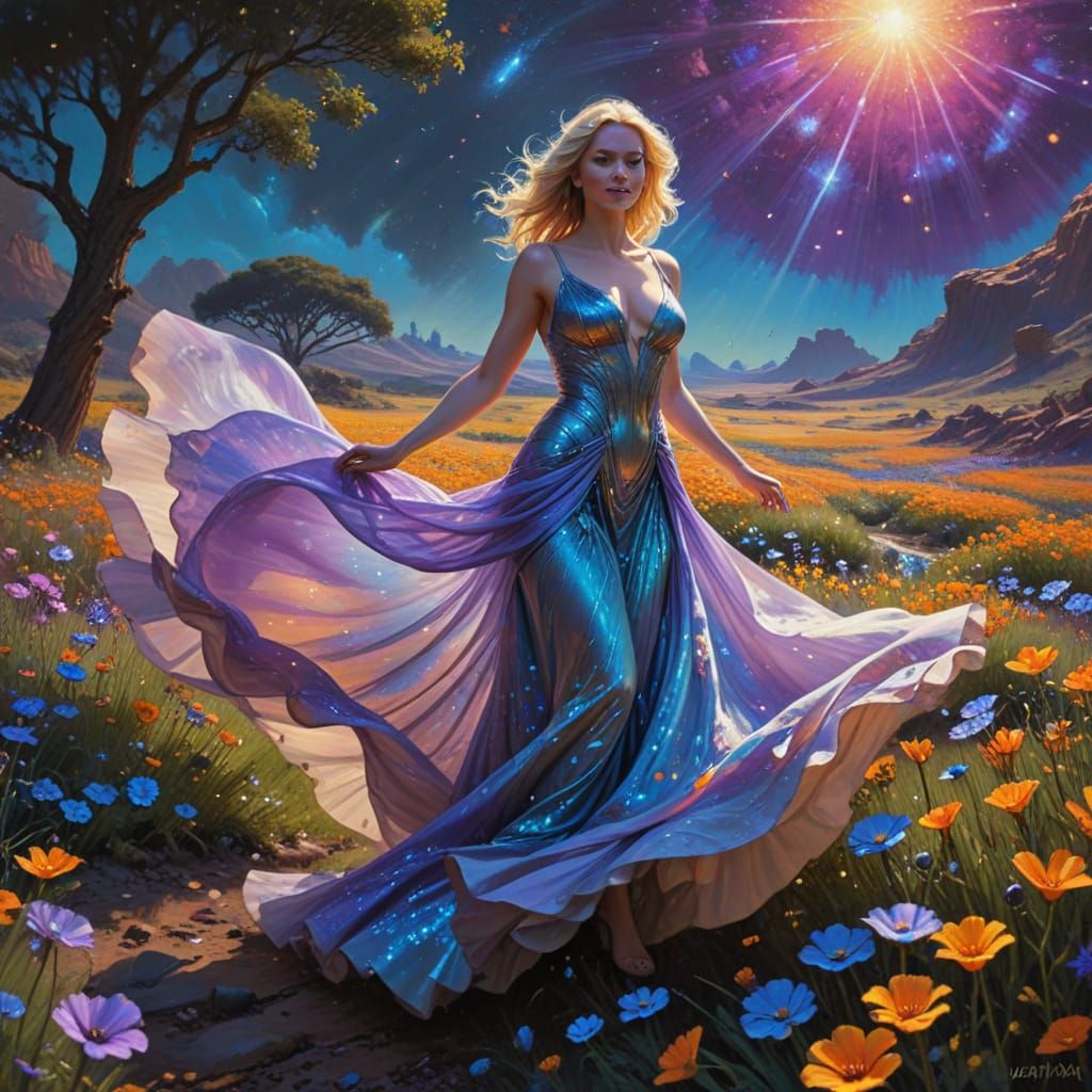 Radiant Beauty in a Celestial Dance