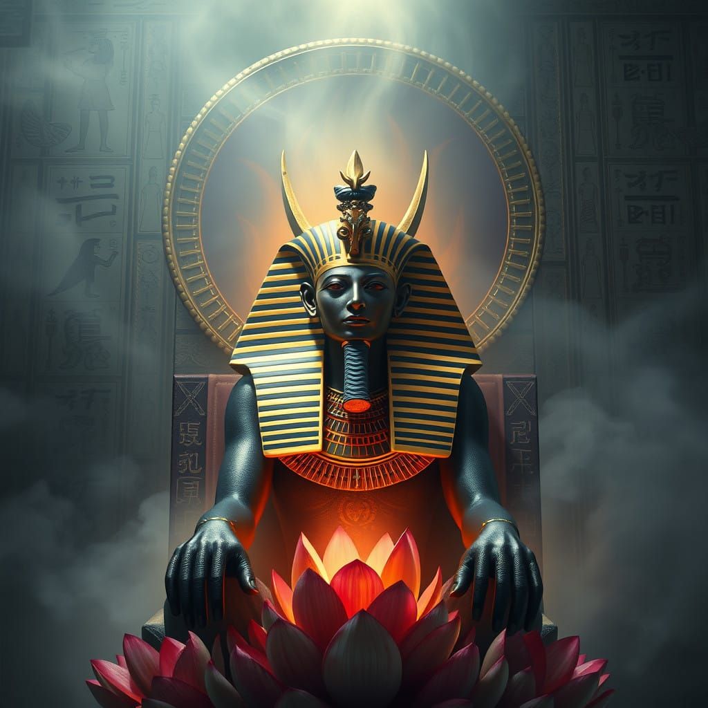 Egyptian God Osiris in Dark, Mystical Realism