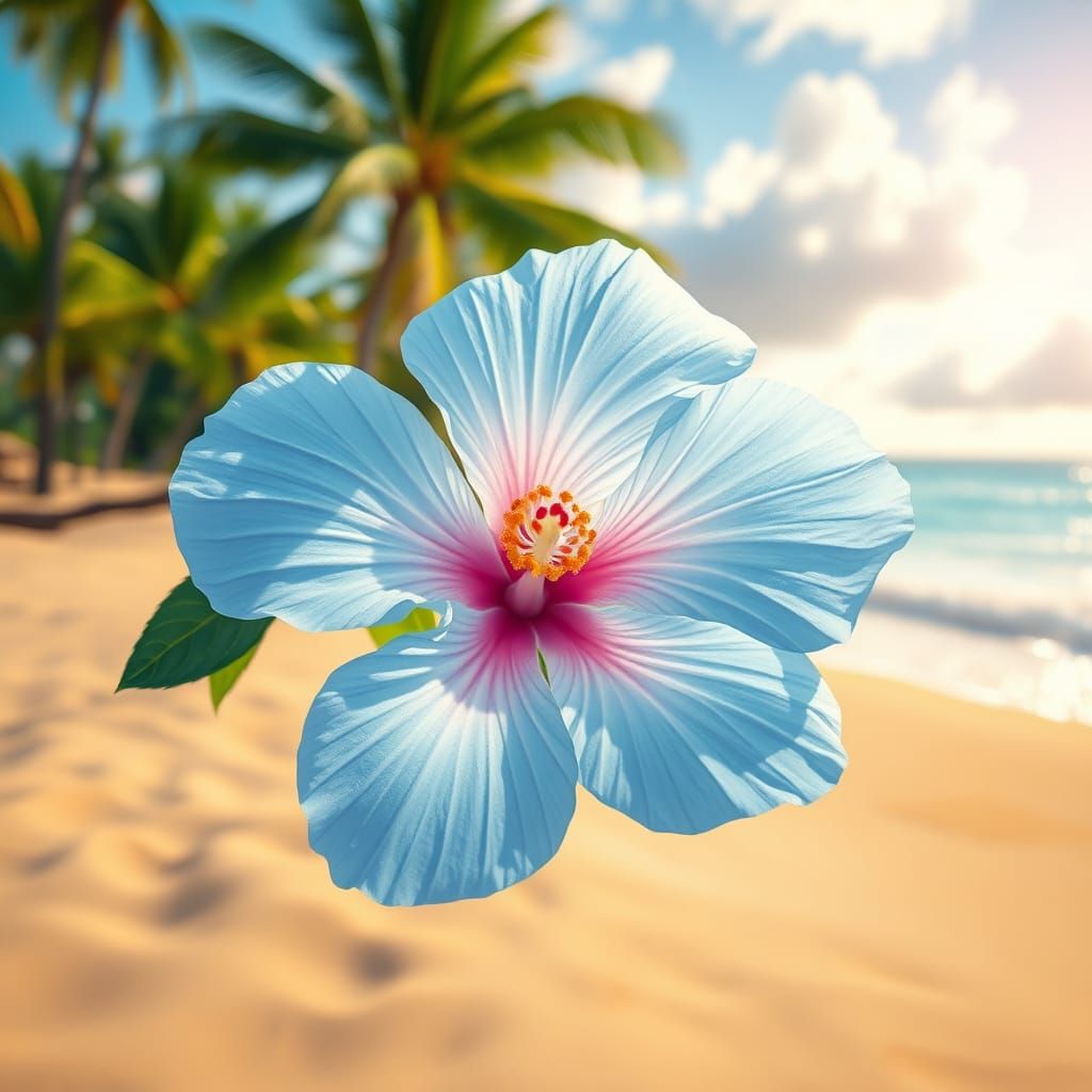 Tropical Hibiscus Blooms on a Hawaiian Beach