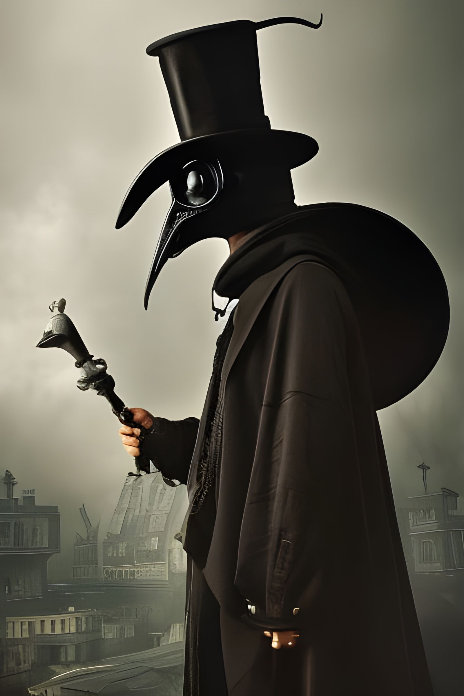 Steampunk Plague Doctor in Digital Matte Painting Style