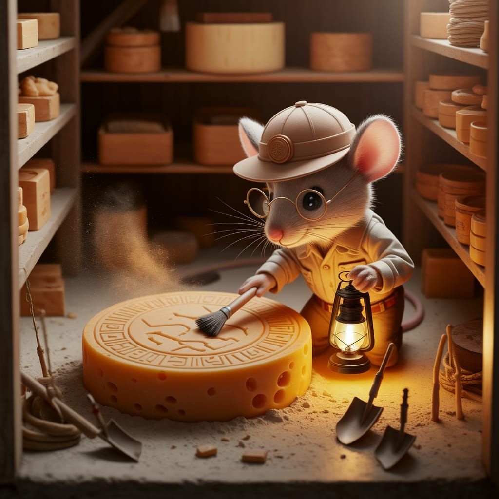 Mouse Archaeologist Discovers Ancient Cheese Runes in Pantry