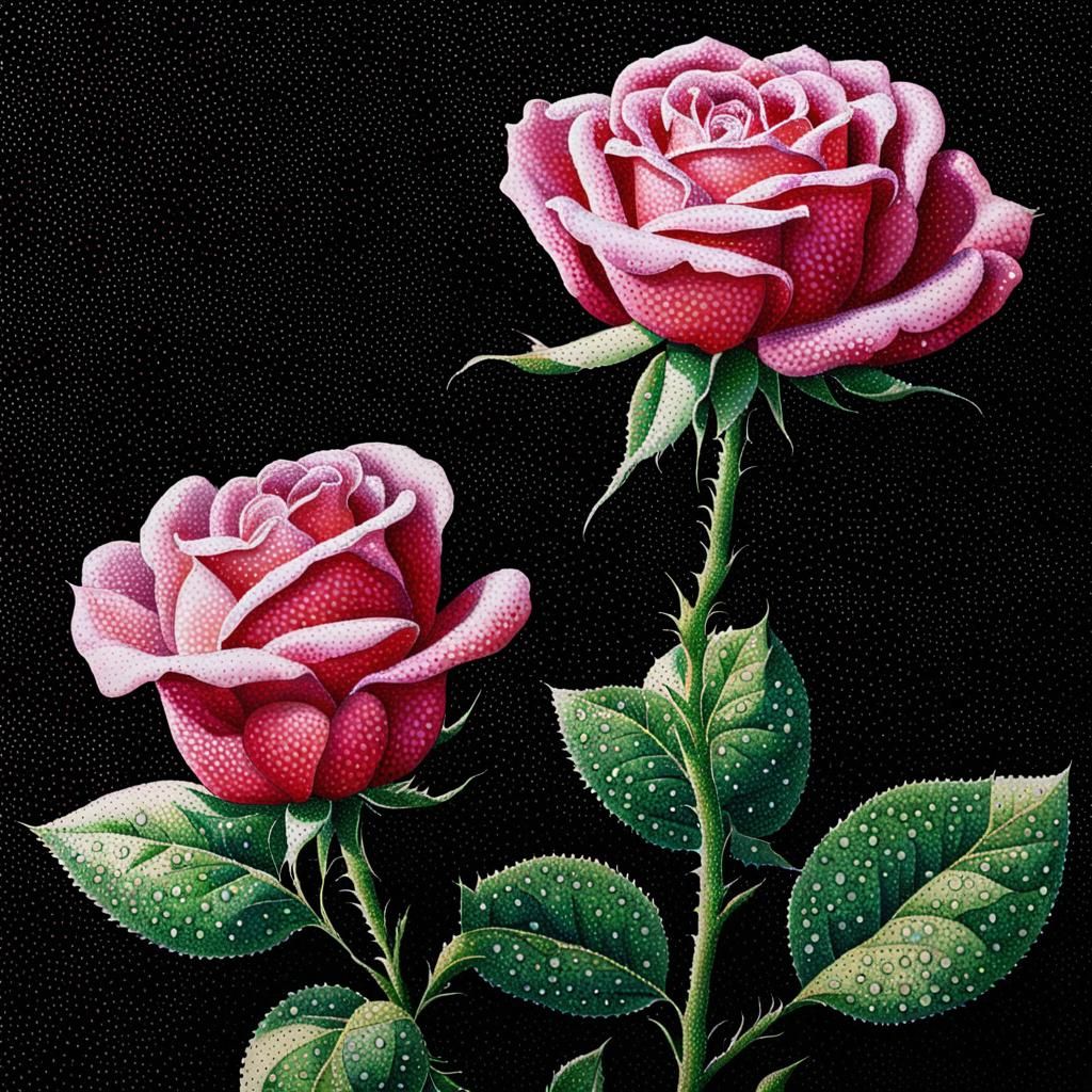 Pointillist Rose in Full Bloom