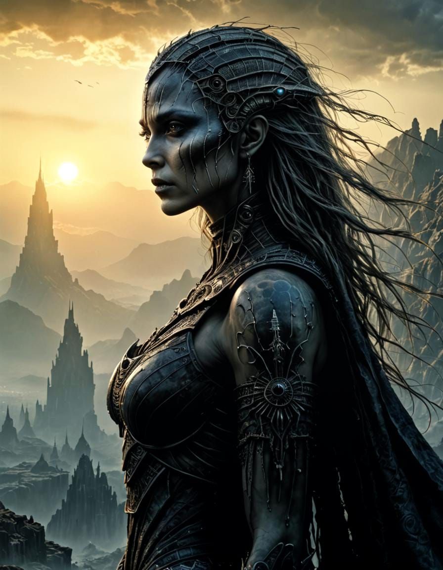 UFO with Engravings over Burning Field