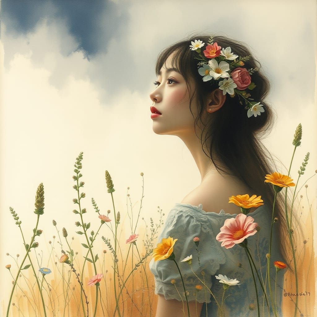 Fantasy Portrait in Pastel Watercolor