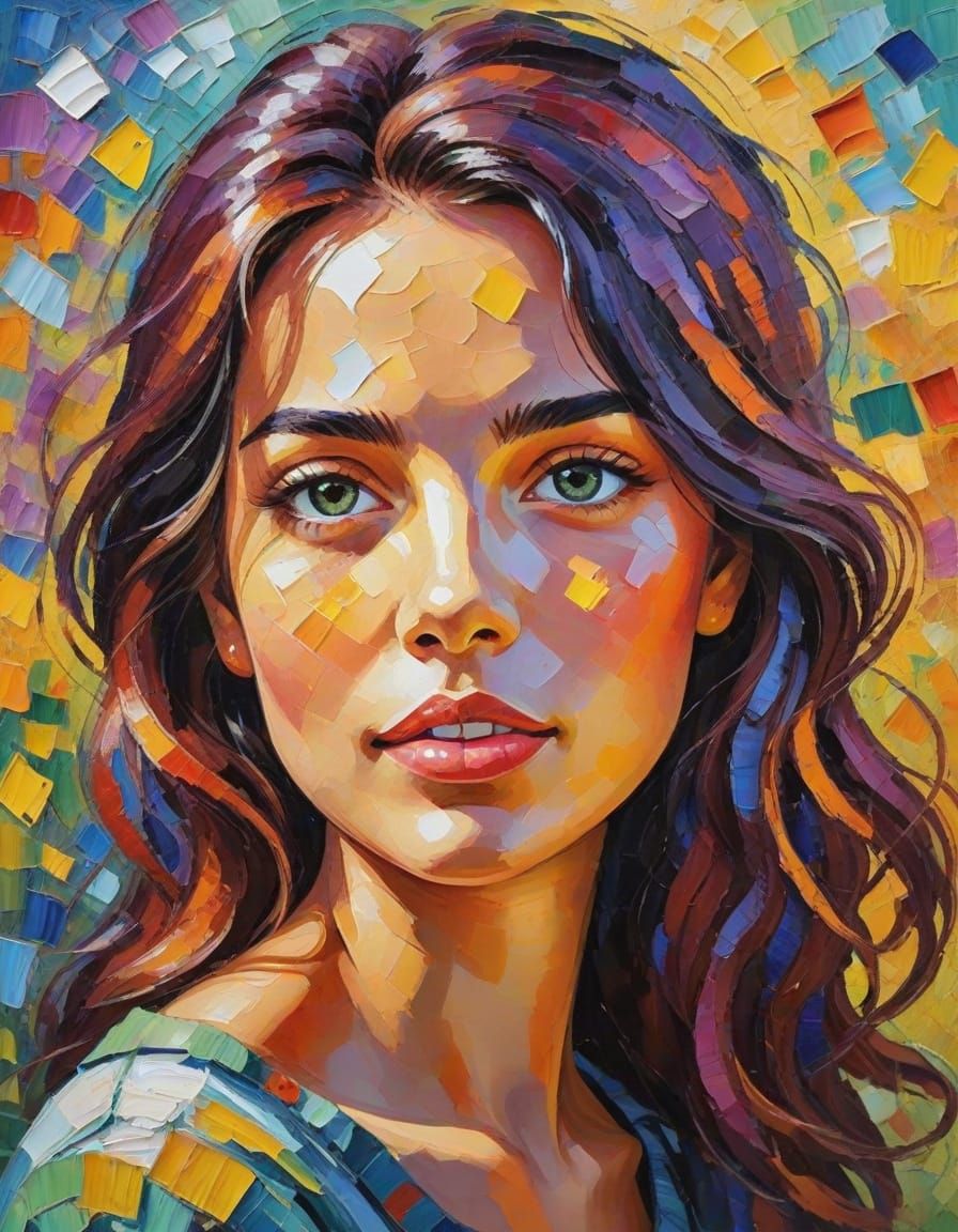 Vibrant Neo-Expressionist Portrait in Thick Impasto Layers