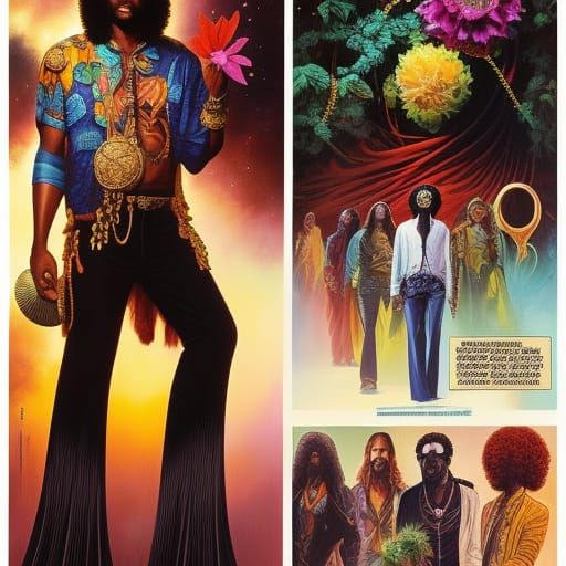 1970s Hippie Portrait in Comic Book Art