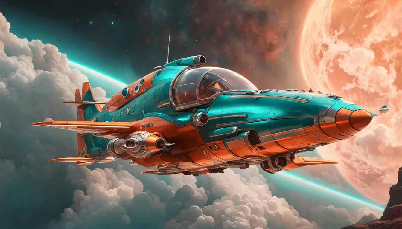 Cosmic Star Cruiser Cloud Diver in Hyperrealistic Style