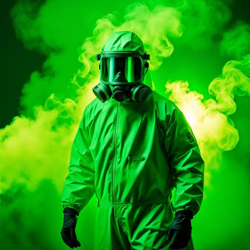 Hazmat Suit in Radioactive Green Smoke