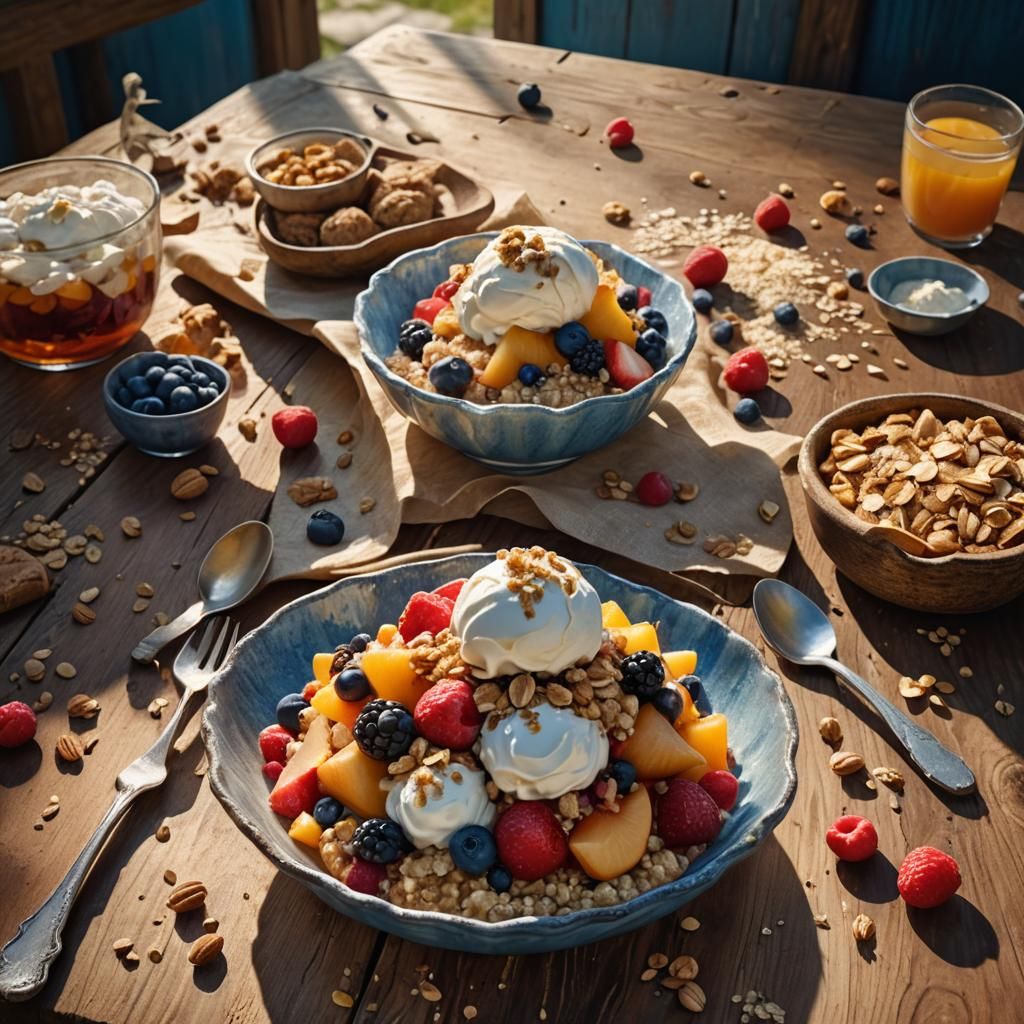 Delicious Fruit Crumble with Ice Cream, Concept Art