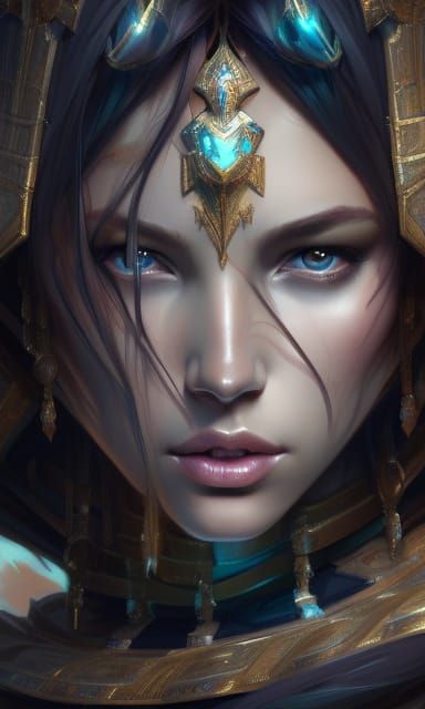 Throne Princess Portrait in Art Nouveau Style