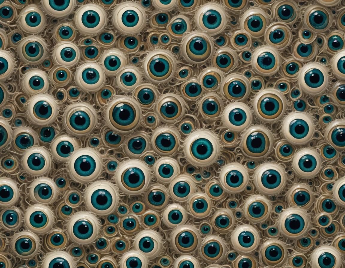 Eerie Floating Eyeballs in Neo-Impressionist Style