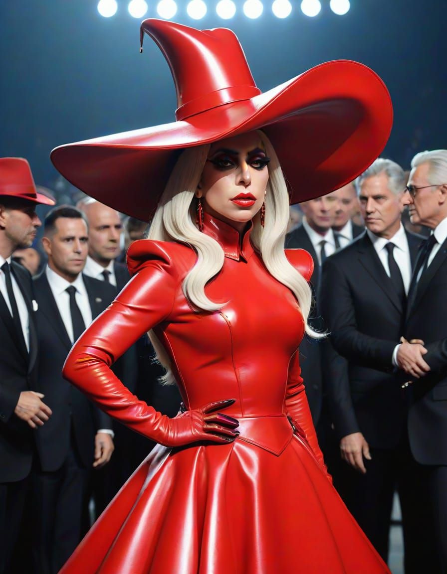 Lady Gaga in Red Leather: A Digital Masterpiece