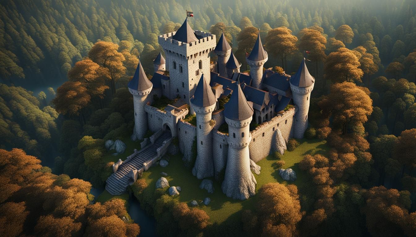 Medieval Castle Aerial View: Fantasy Concept Art