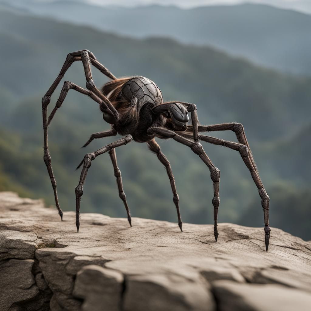 Surreal Spider Horse on Cliff Edge