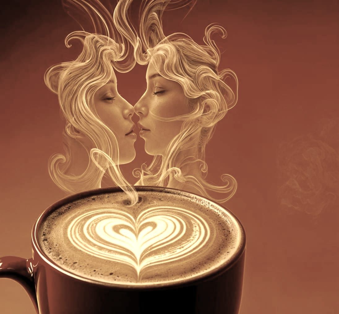 Latte Art: Kissing Faces in Coffee Steam