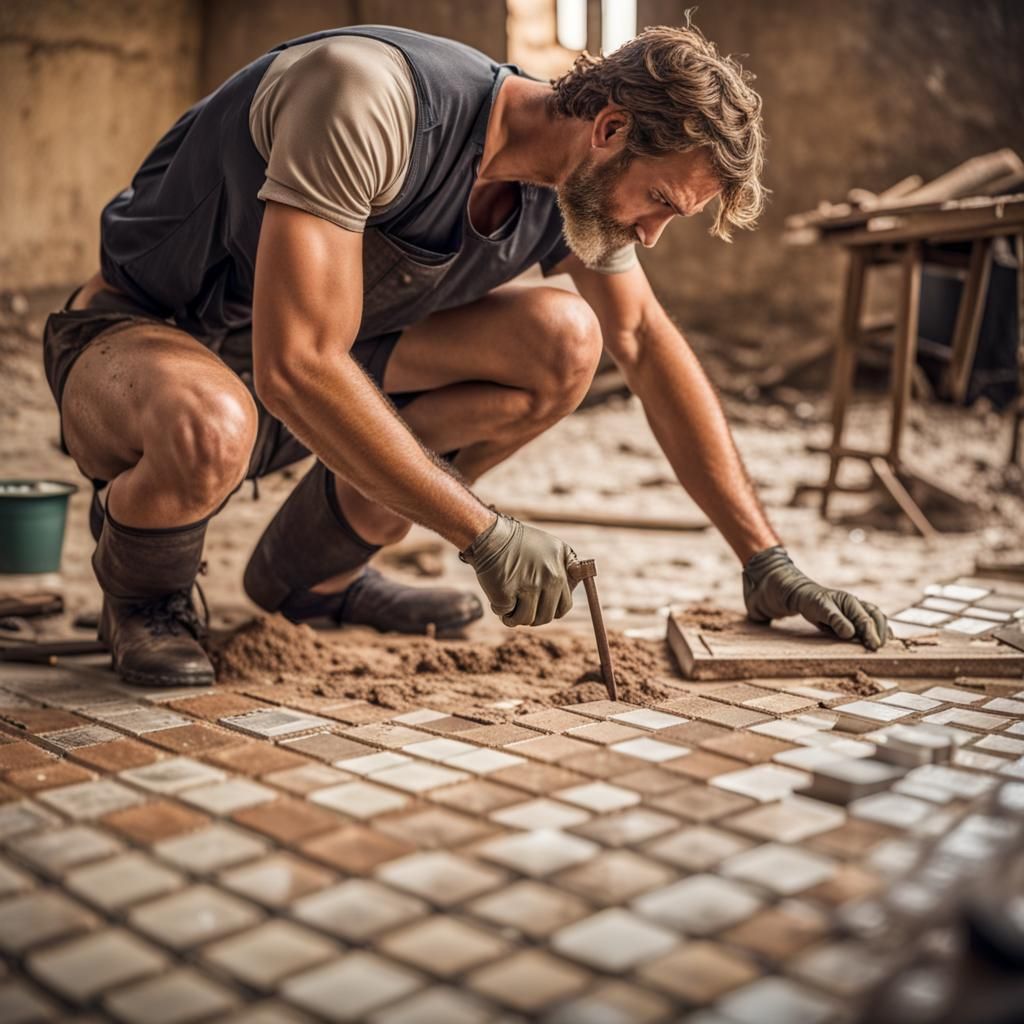 Tiler at work