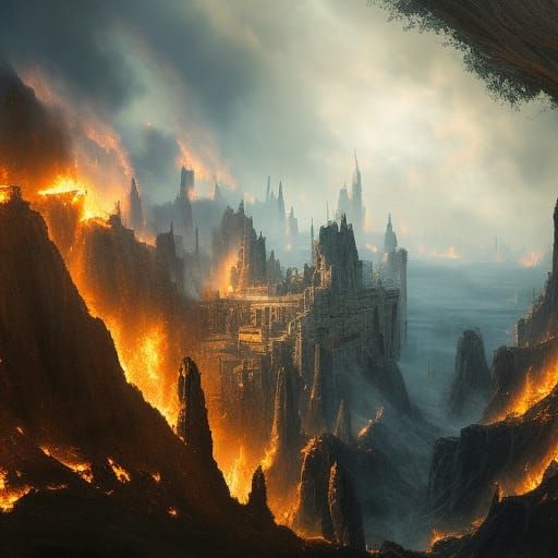 Epic Fire Scene: A Digital Matte Painting