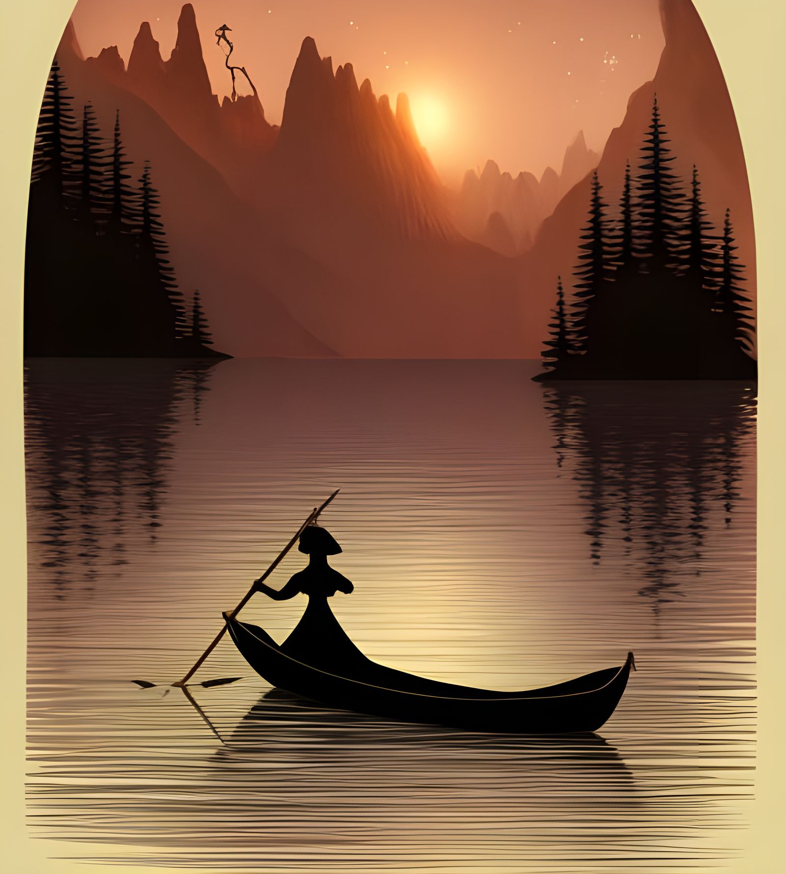 Sorceress on Magical Lake: Biopunk Storybook Illustration