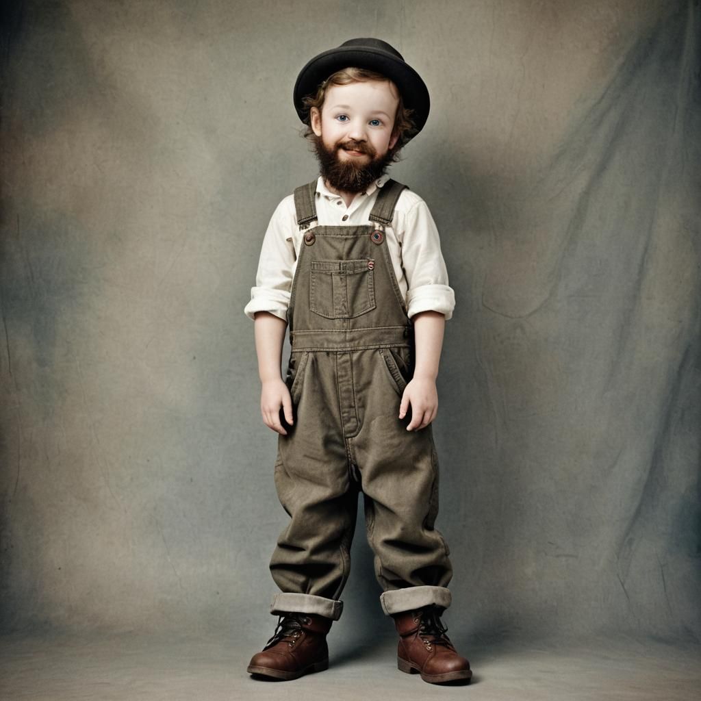 Cute rascal boy with beard