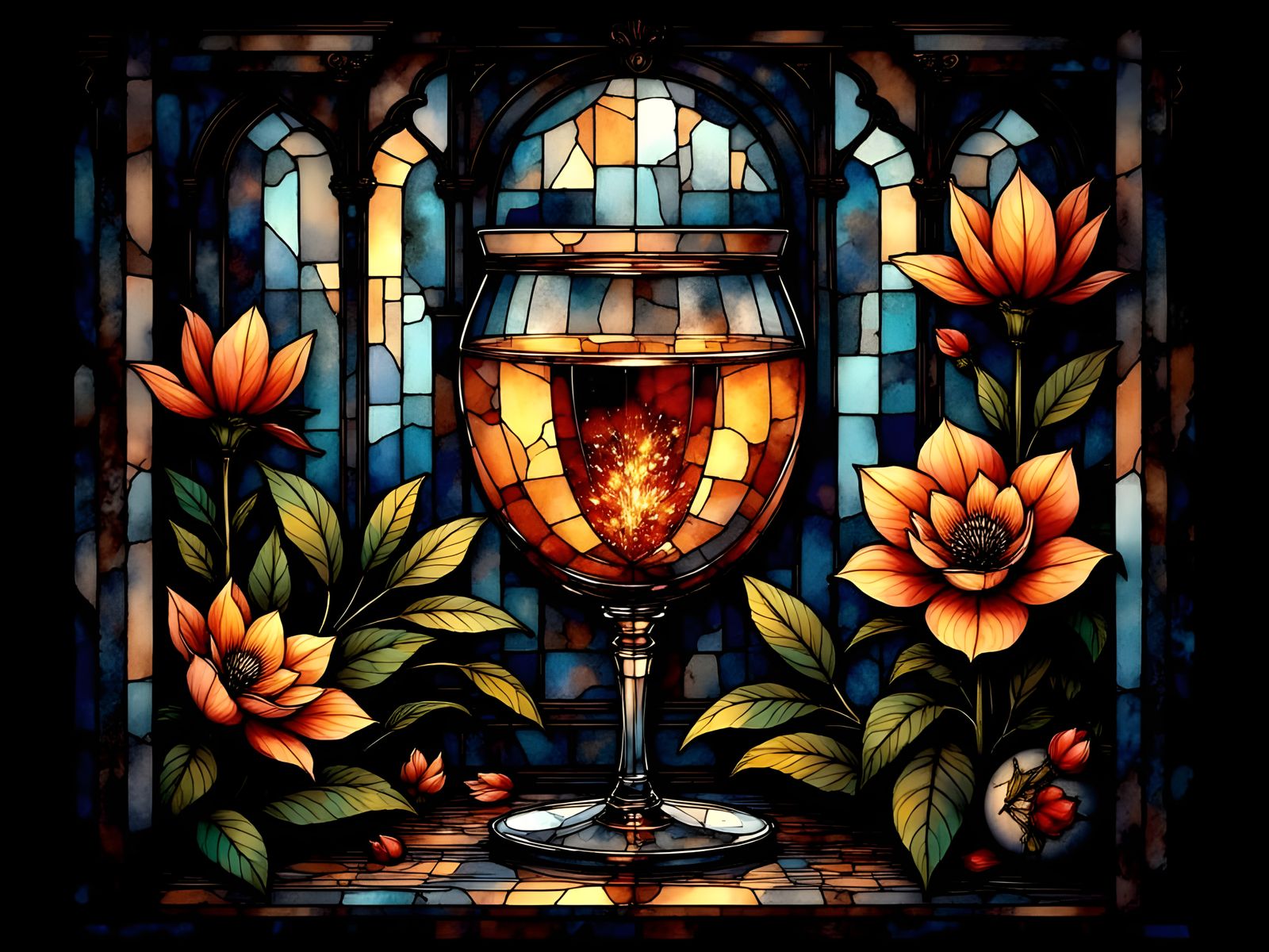 Vibrant Art Deco Stained Glass Masterpiece