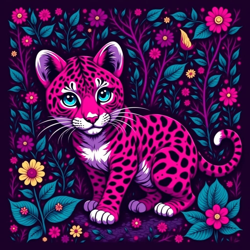 Purple Jungle Princess with Leopard Companion