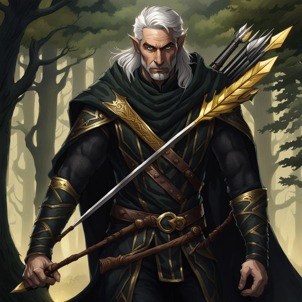 Half-Elf Rogue in Dark Forest